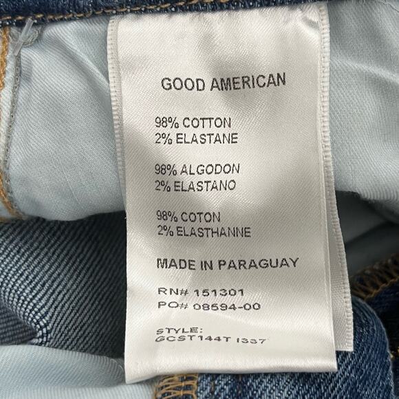 Good American Good Curve Straight Jeans 2 26 High Rise Distressed Stretch Denim - Picture 11 of 12